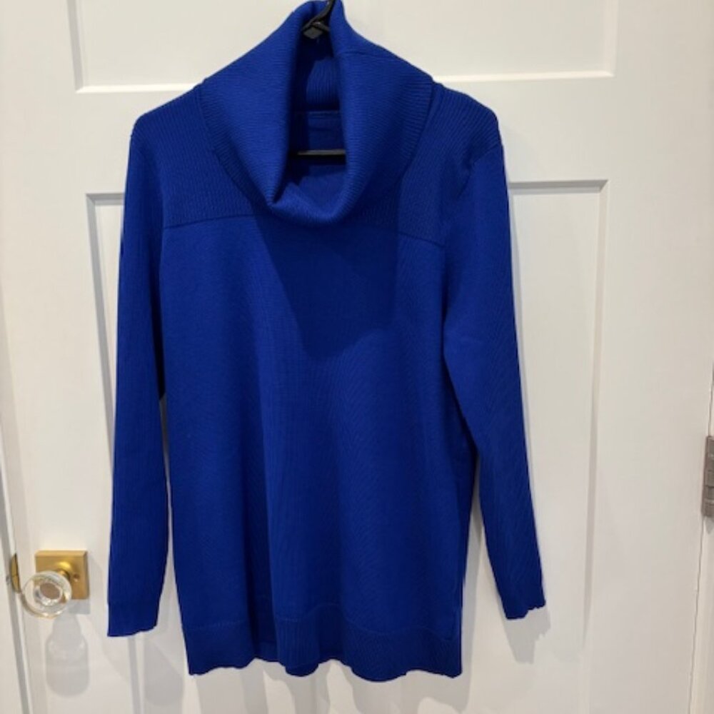 Royal Blue Cowl Neck Tunic Sweater